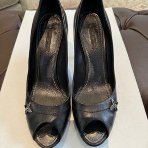 Louis Vuitton Black Leather Peep Toe Pumps Size 8.5